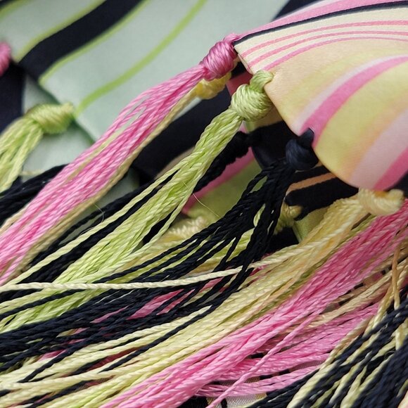 Striped 100% Silk Scarf With Fringe By Talbots Multicolor Stripes - Picture 8 of 11